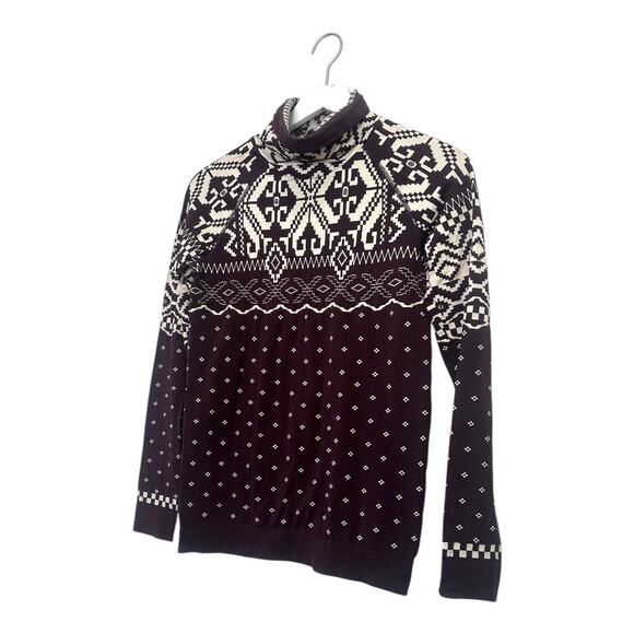 Sweaty Betty Fair Isle Ski Base Layer Turtleneck Top Size Medium - Picture 2 of 9